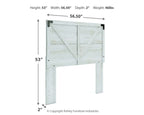 White crossbuck panel headboard with dimensions 56.50W x 53H x 2D