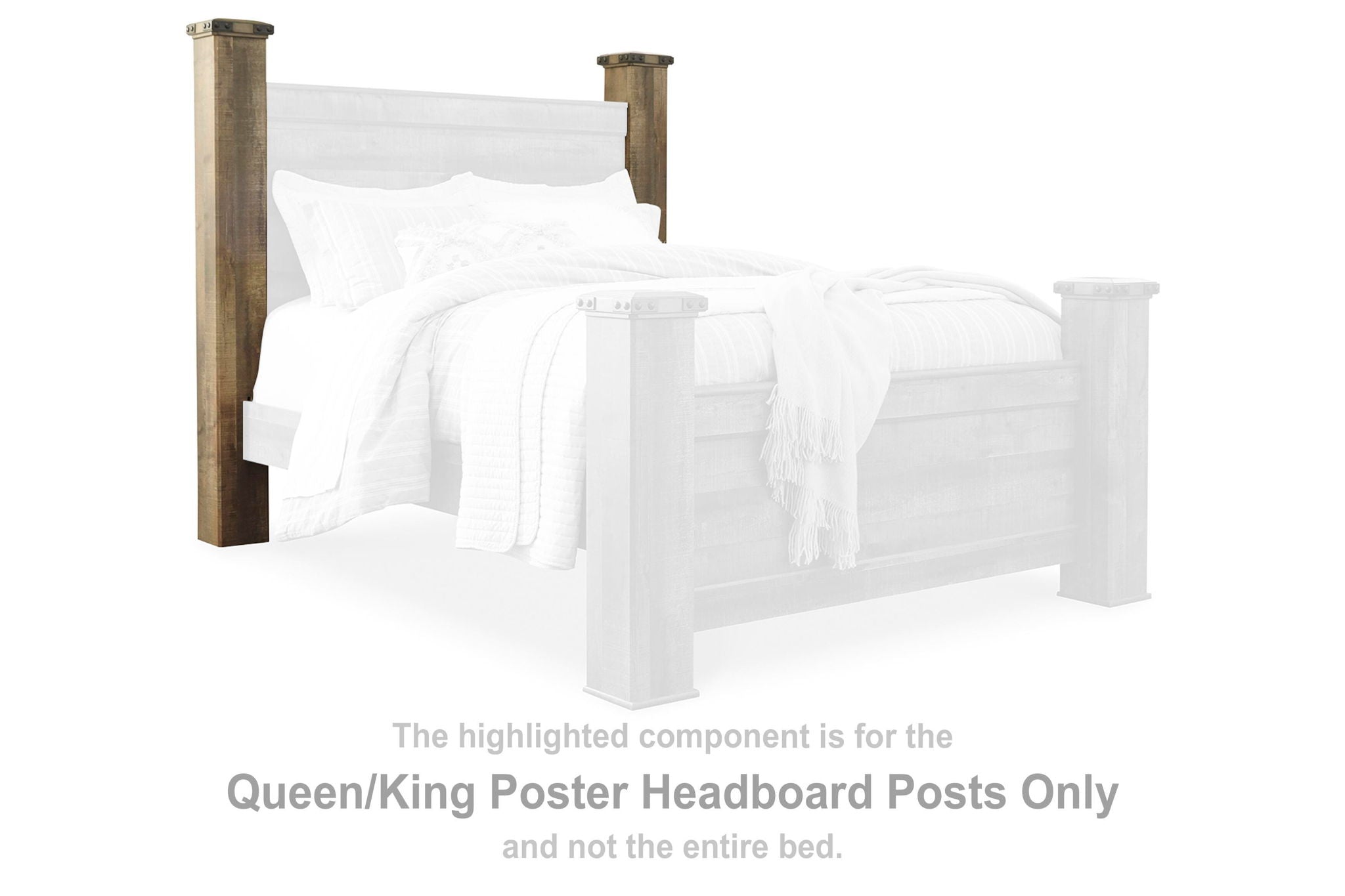 Queen/King poster headboard posts, brown wood, two upright columns
