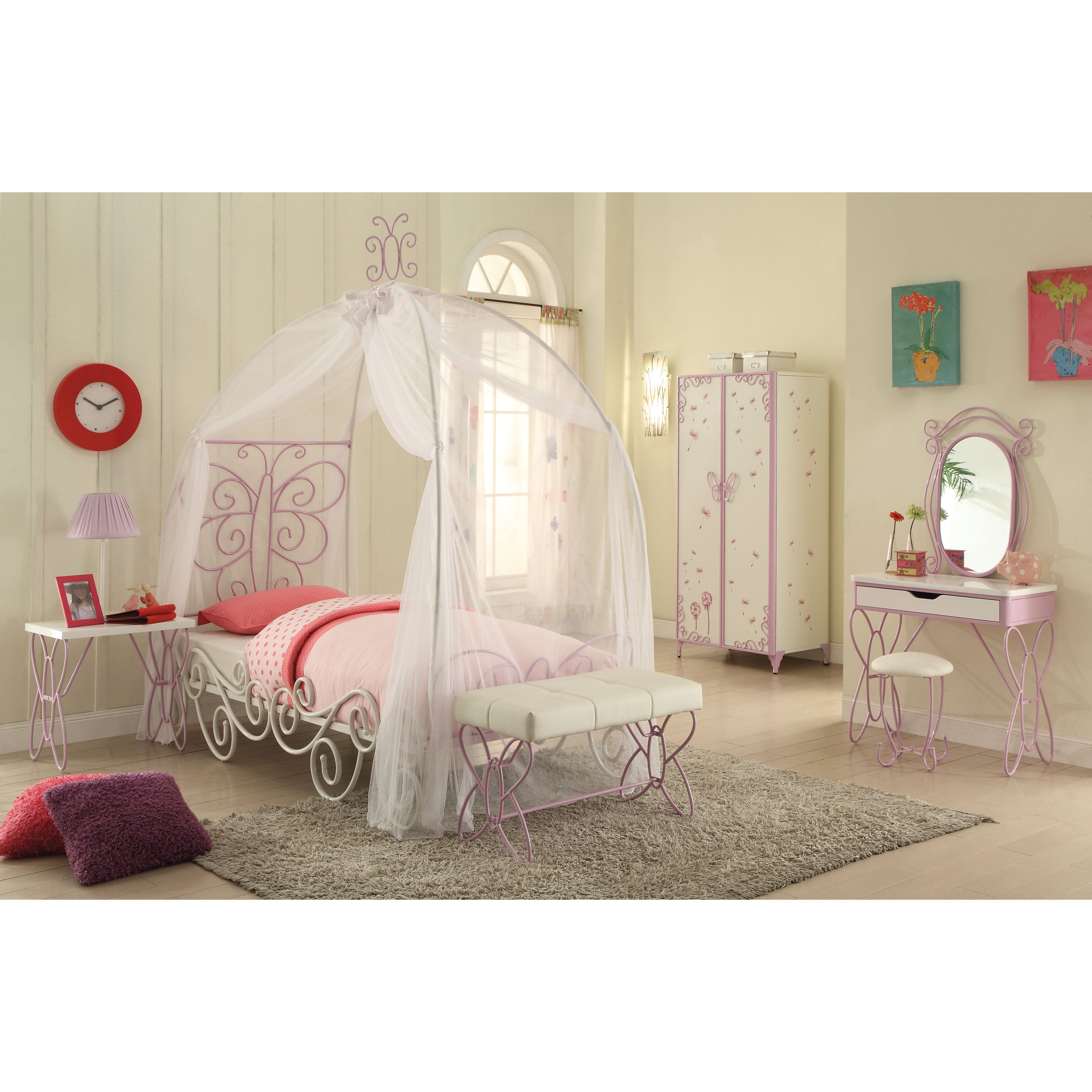 White and Light Purple Nightstand