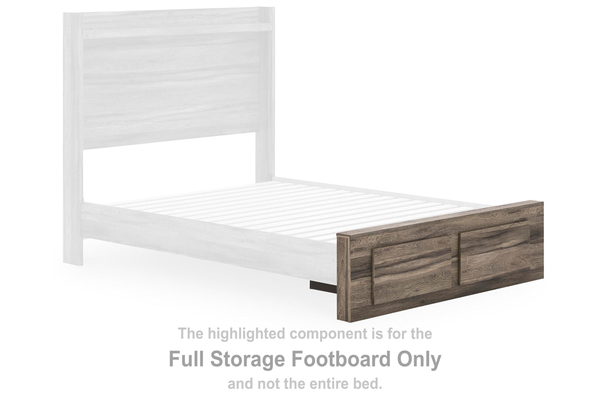Brown full storage footboard with drawer-front design