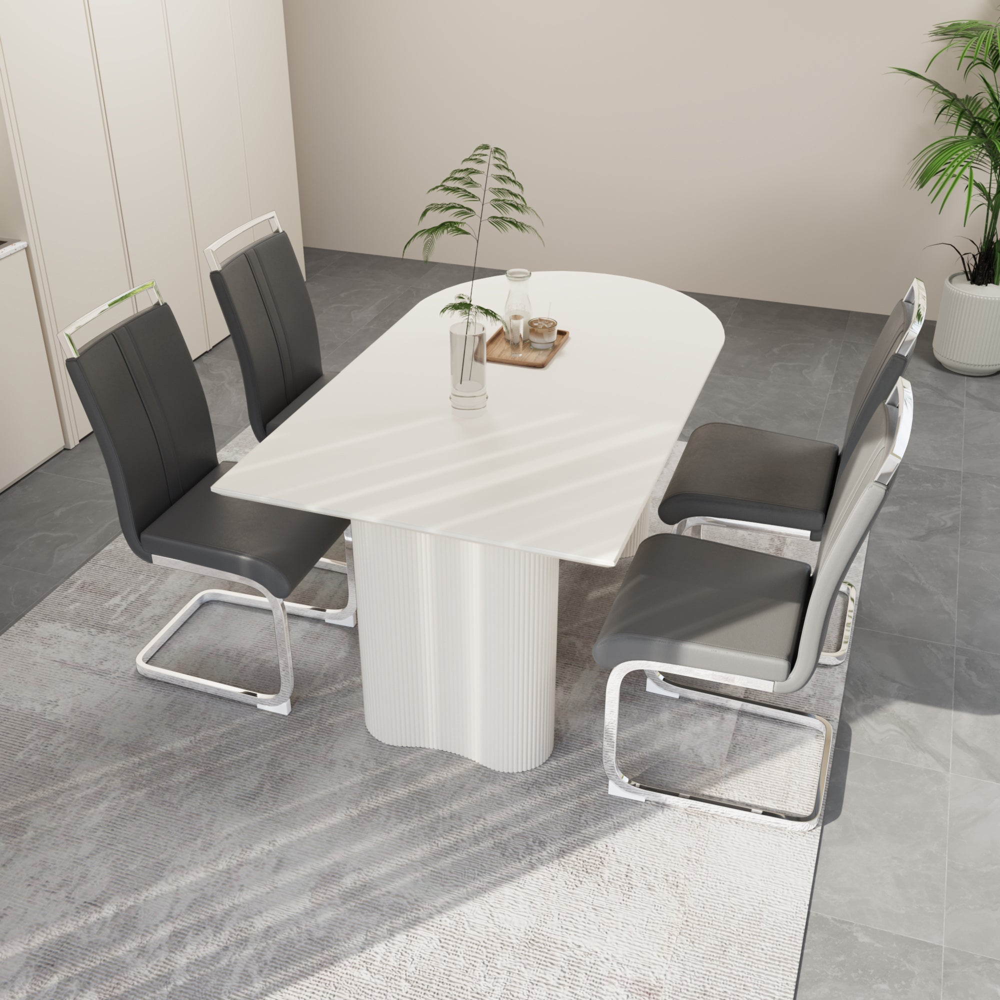 Medieval Modern Cream Dining Set (4 Chairs)