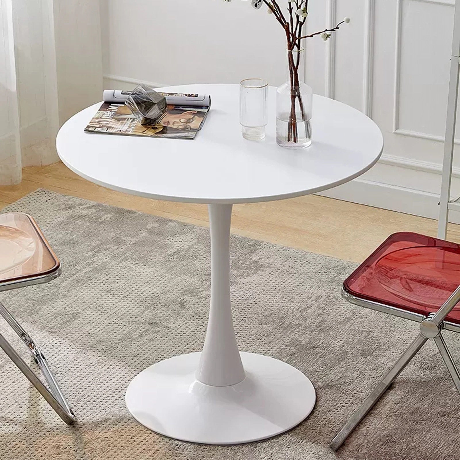 Modern Round Dining Table - 24 Inch White