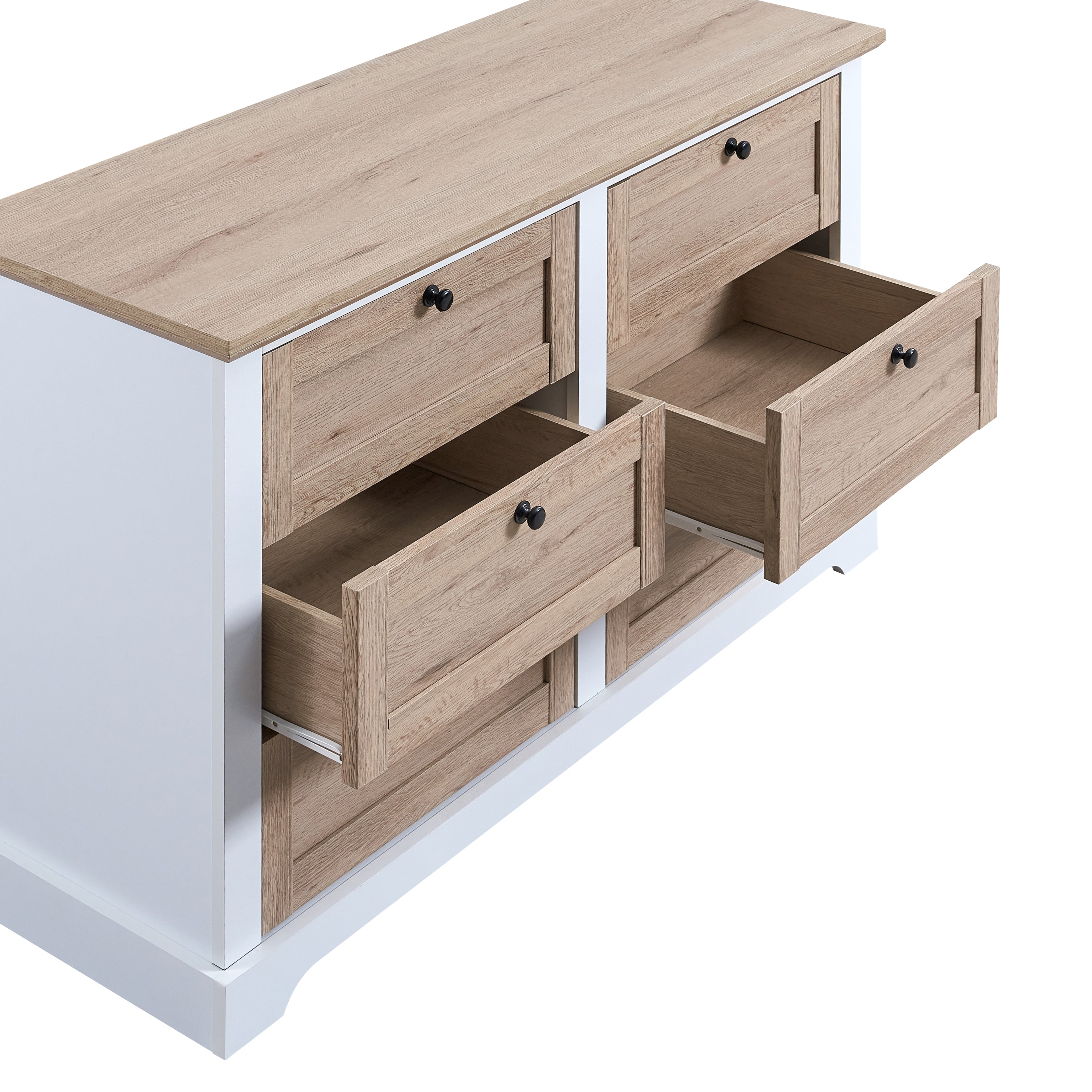 Modern 6-Drawer Dresser - White/Oak