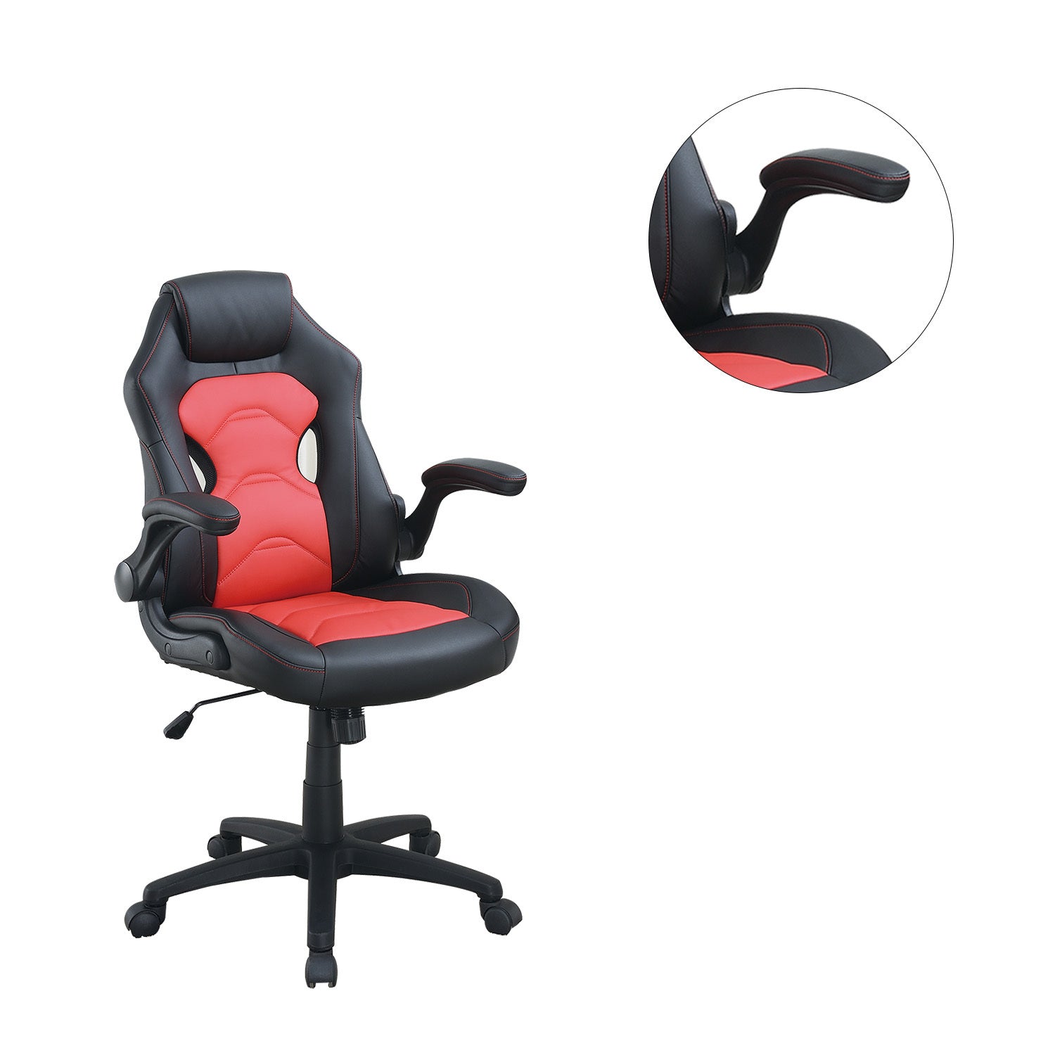 Black and Red Adjustable Swivel Executive Computer Chair