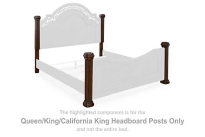 Dark brown headboard posts with rounded caps