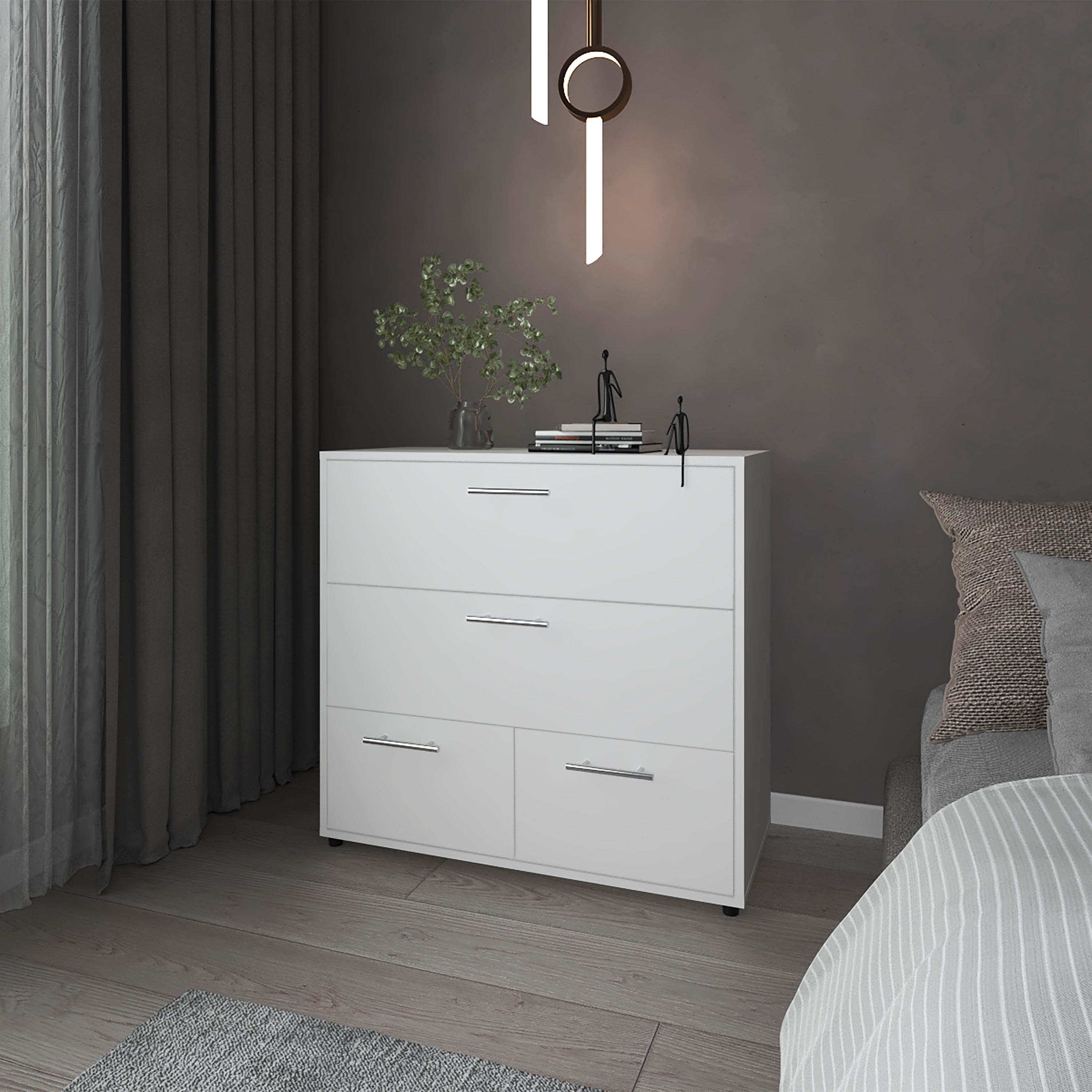White 4-Drawer Dresser: Spacious Storage for Bedroom