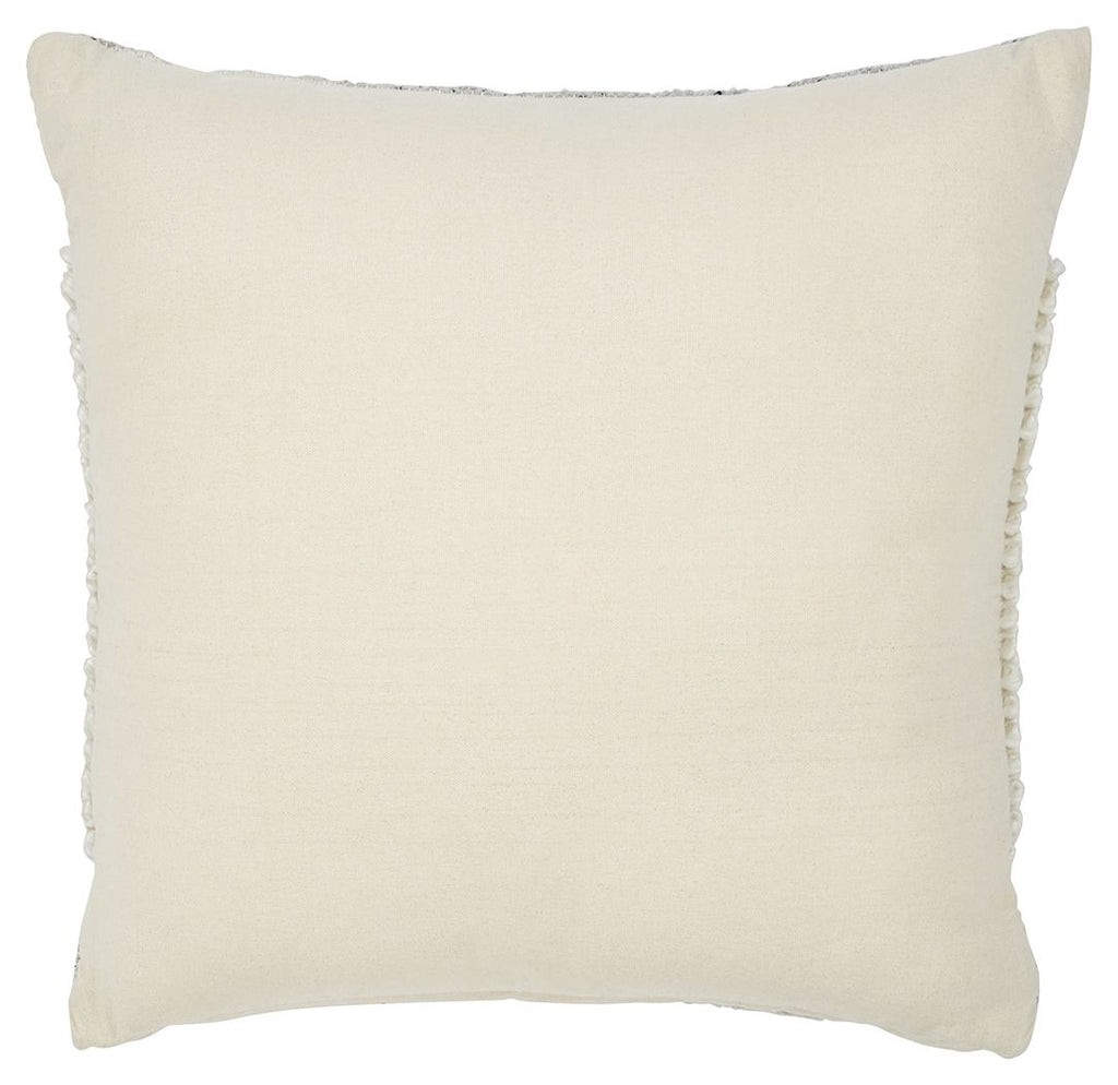 Solid cream square pillow with minimal texture and stitched edging