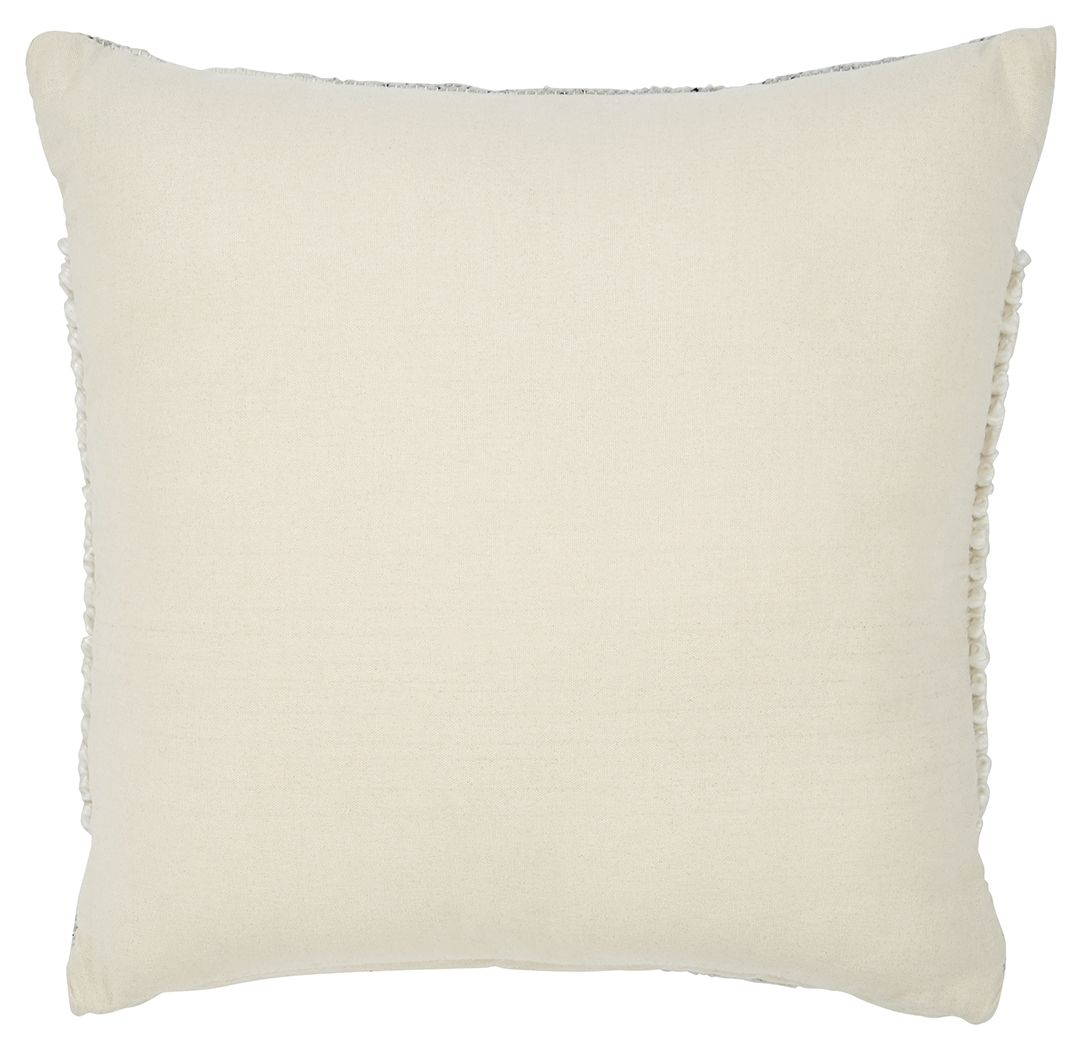 Solid cream square pillow with minimal texture and stitched edging
