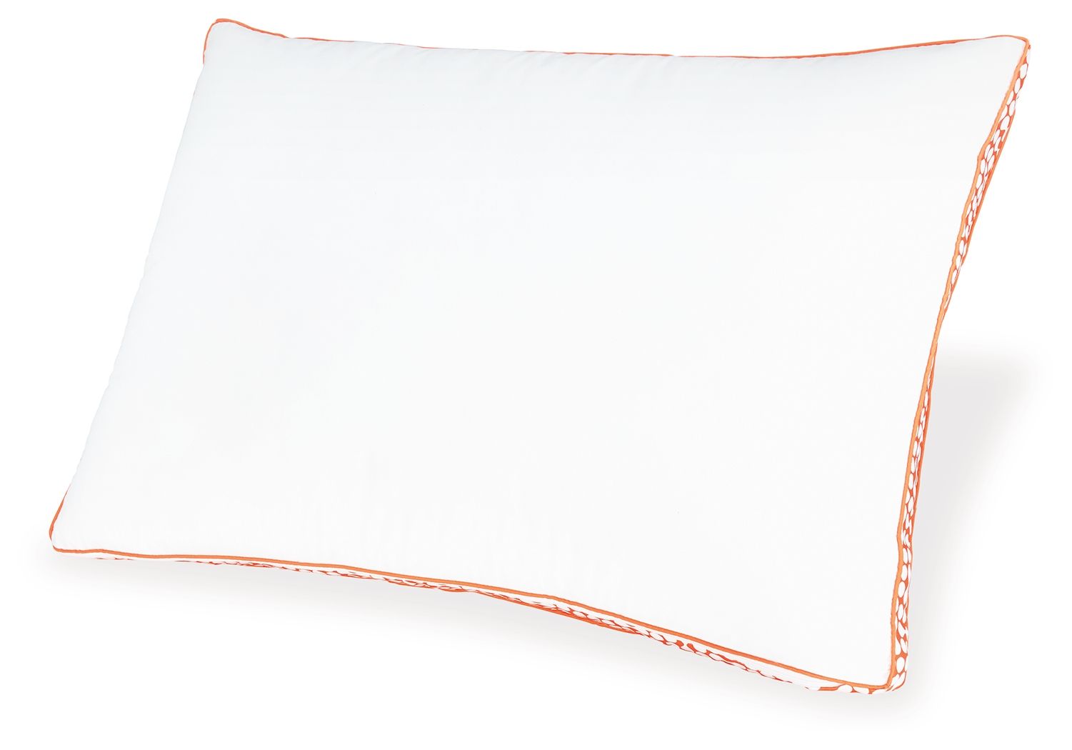 3-in-1 pillow, white with orange piping and stitched edge border