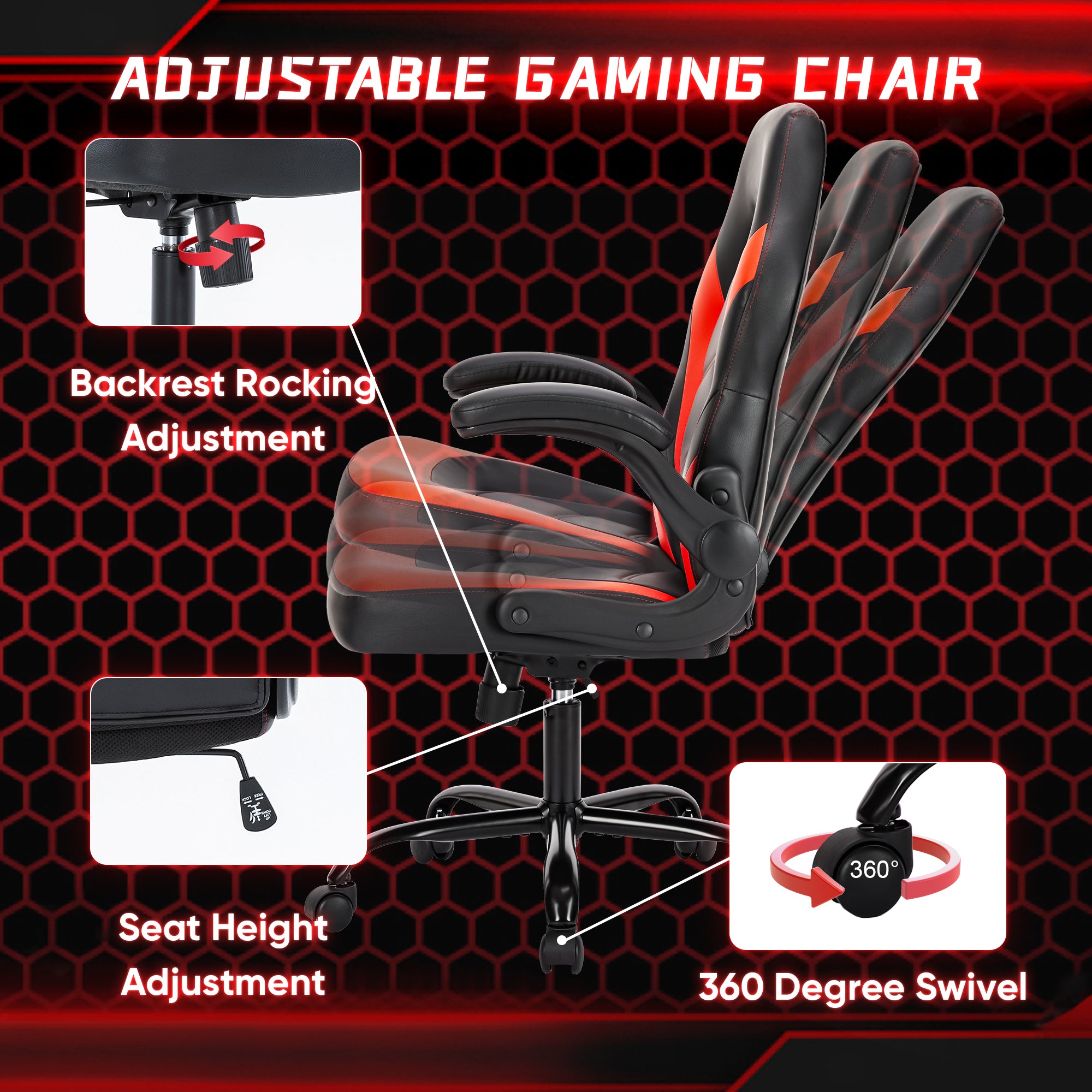 Gaming Chair Ergonomic Office Desk Chair PU Leather