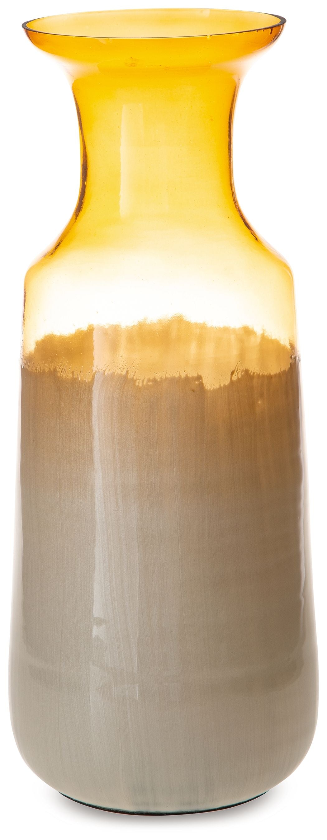 Amber-to-ivory ceramic vase with flared rim and hourglass silhouette
