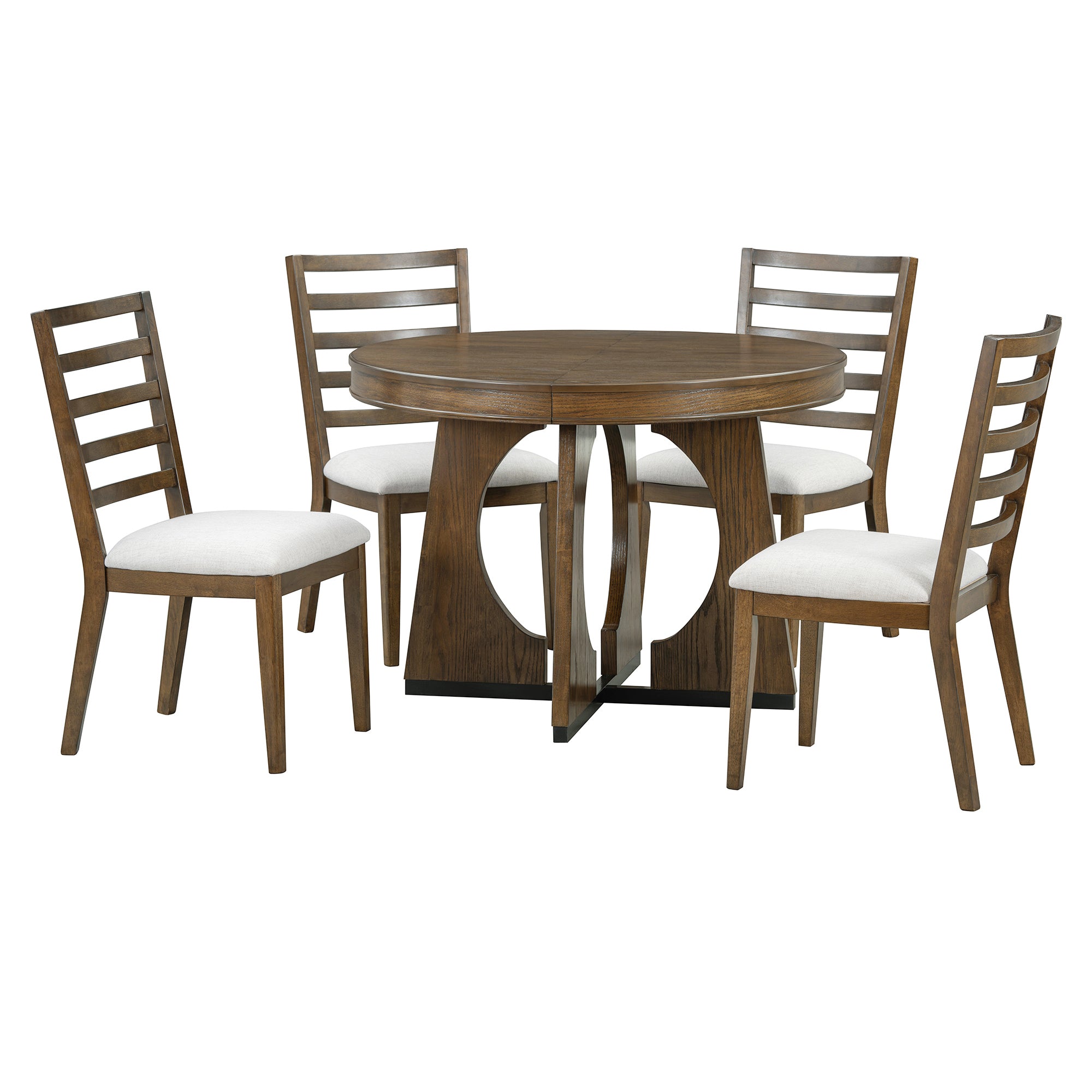 5-Pc Retro Rustic Dining Set (Walnut)