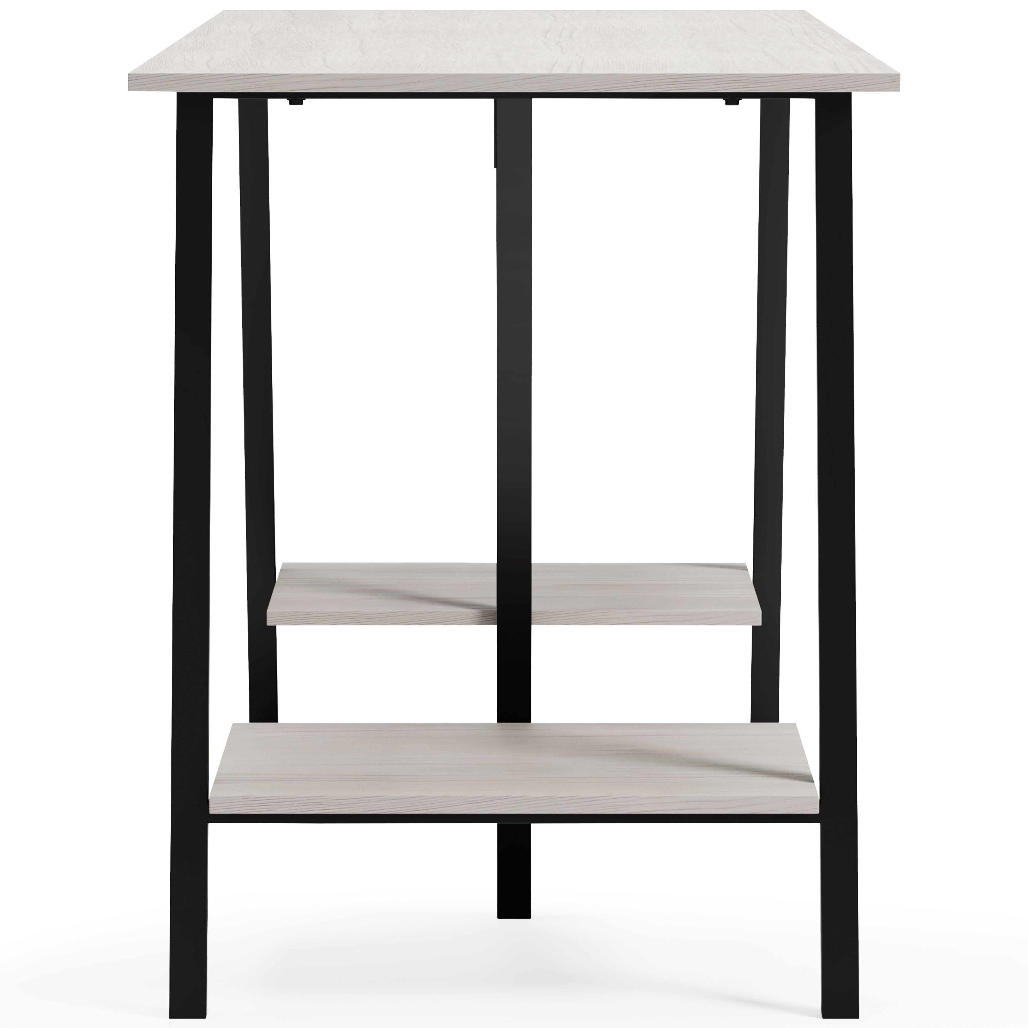 Bayflynn - White / Black - Home Office Desk - 2 Fixed Shelves