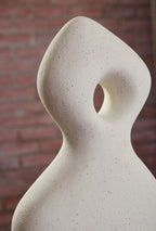 Arthrow 14 in off-white sculpture, side profile with oval cutout