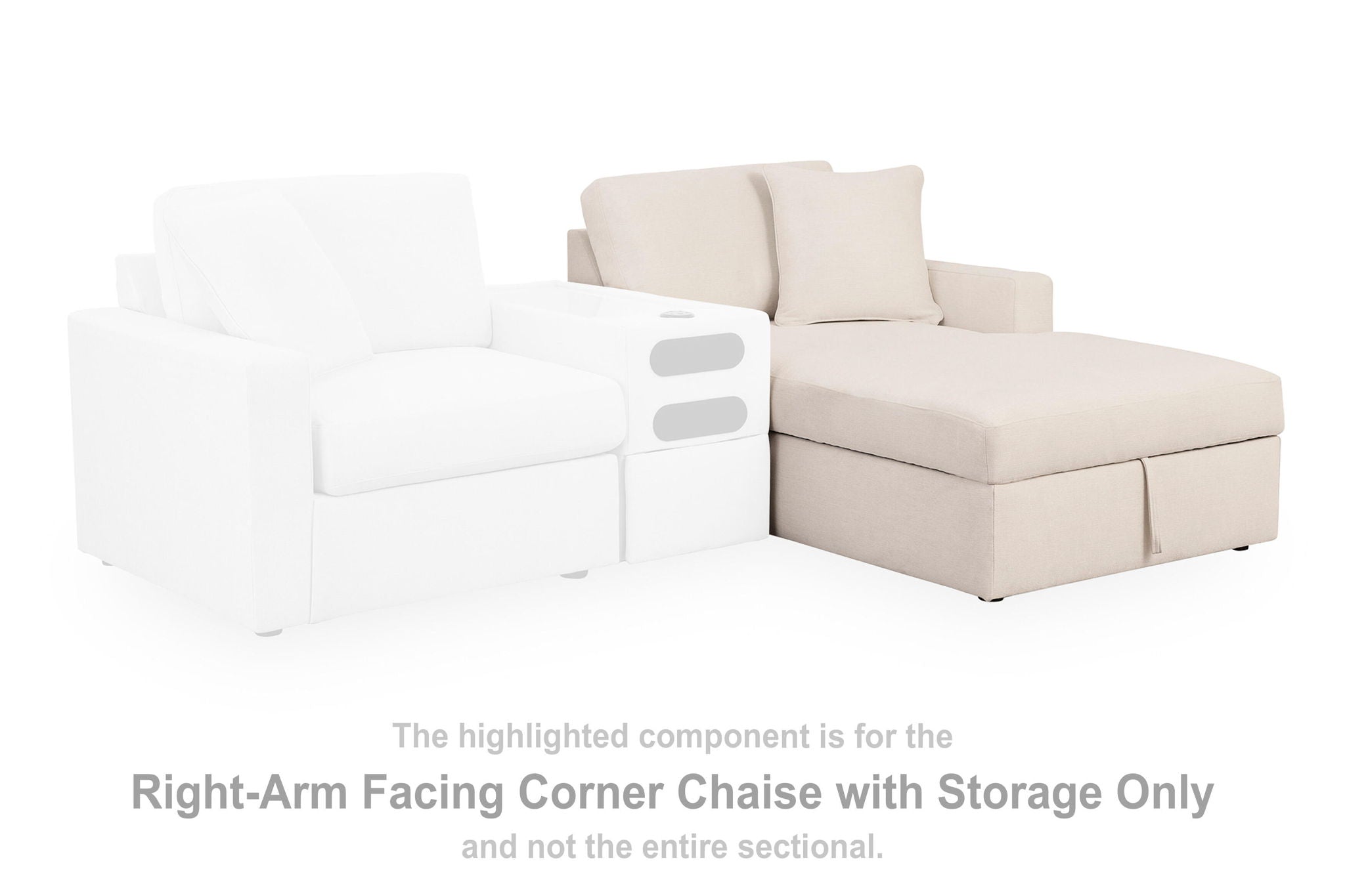 Oyster corner chaise with storage, light beige L-shaped corner unit