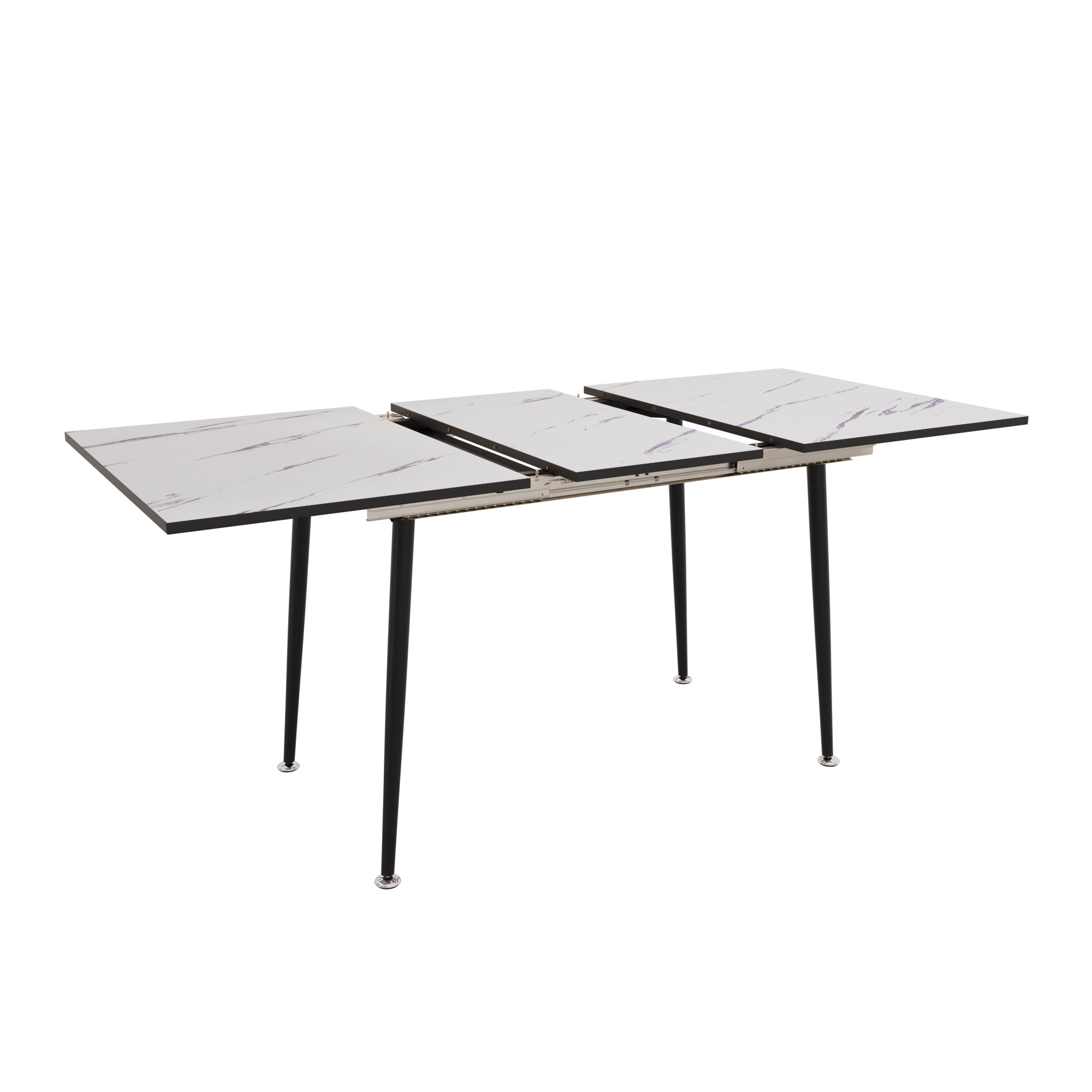 White Dining Table & Grey Chairs Set (47"-63")