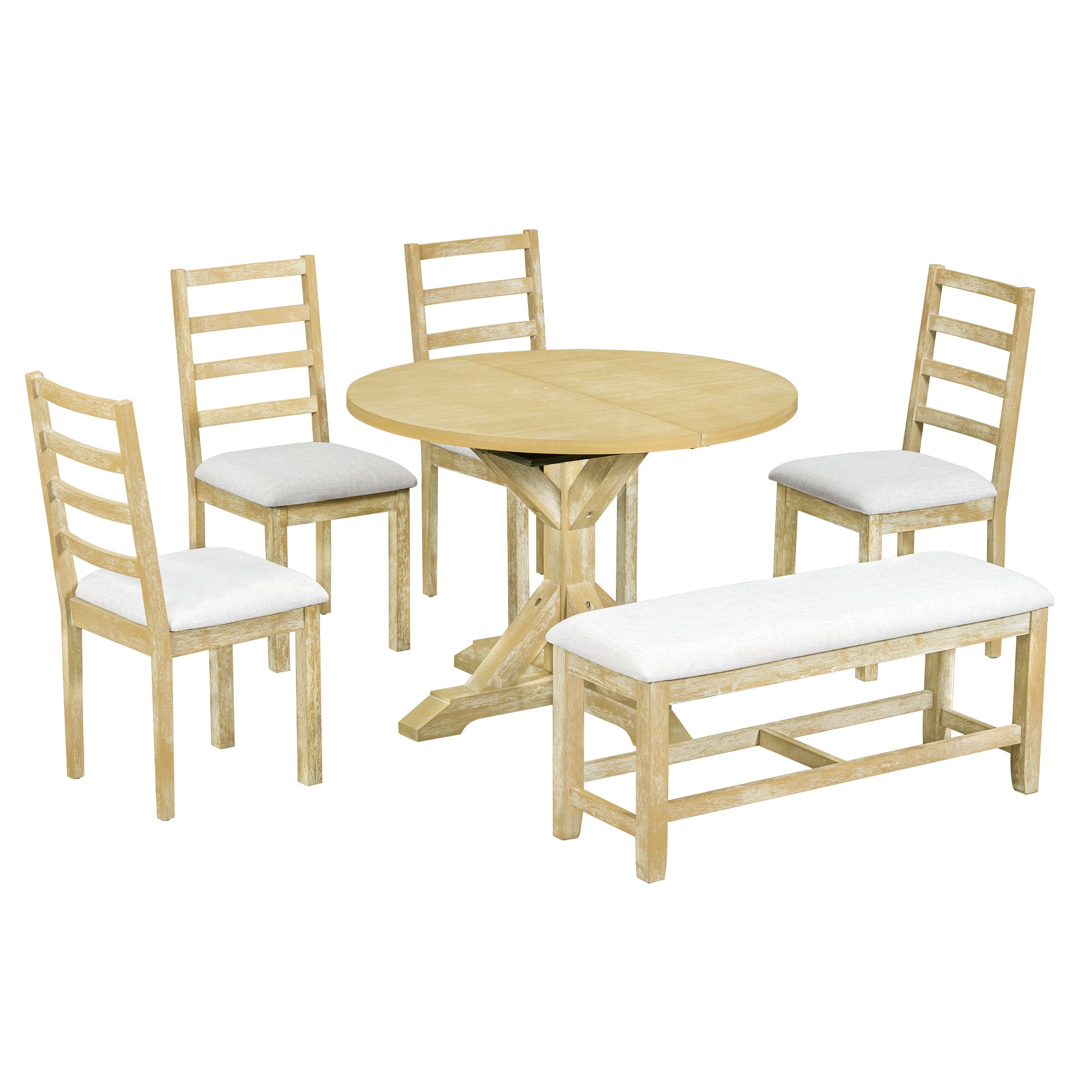 Farmhouse 60" Extendable Dining Table Set - 6 Pcs