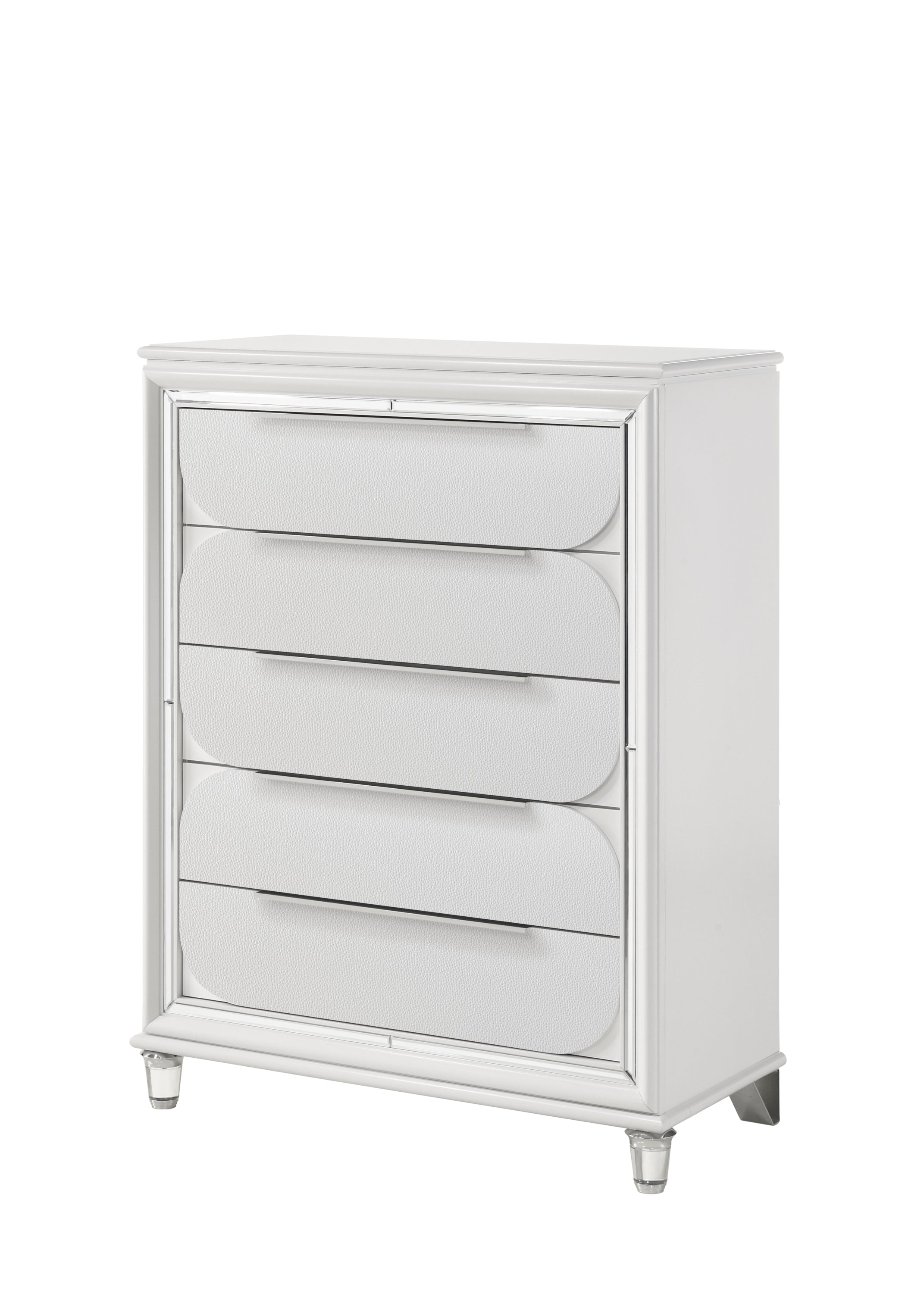Tarian Pearl White Finish Chest - Elegant Bedroom Storage