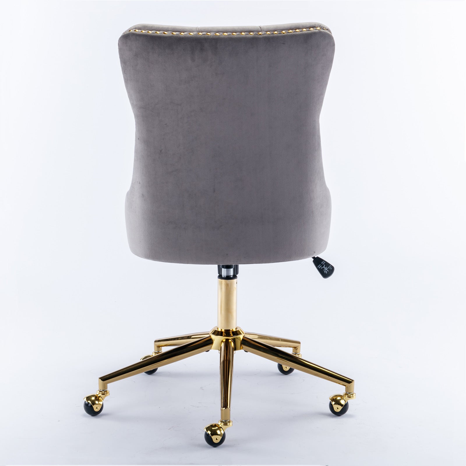 Velvet Tufted Office Chair w/ Gold Base- Gray