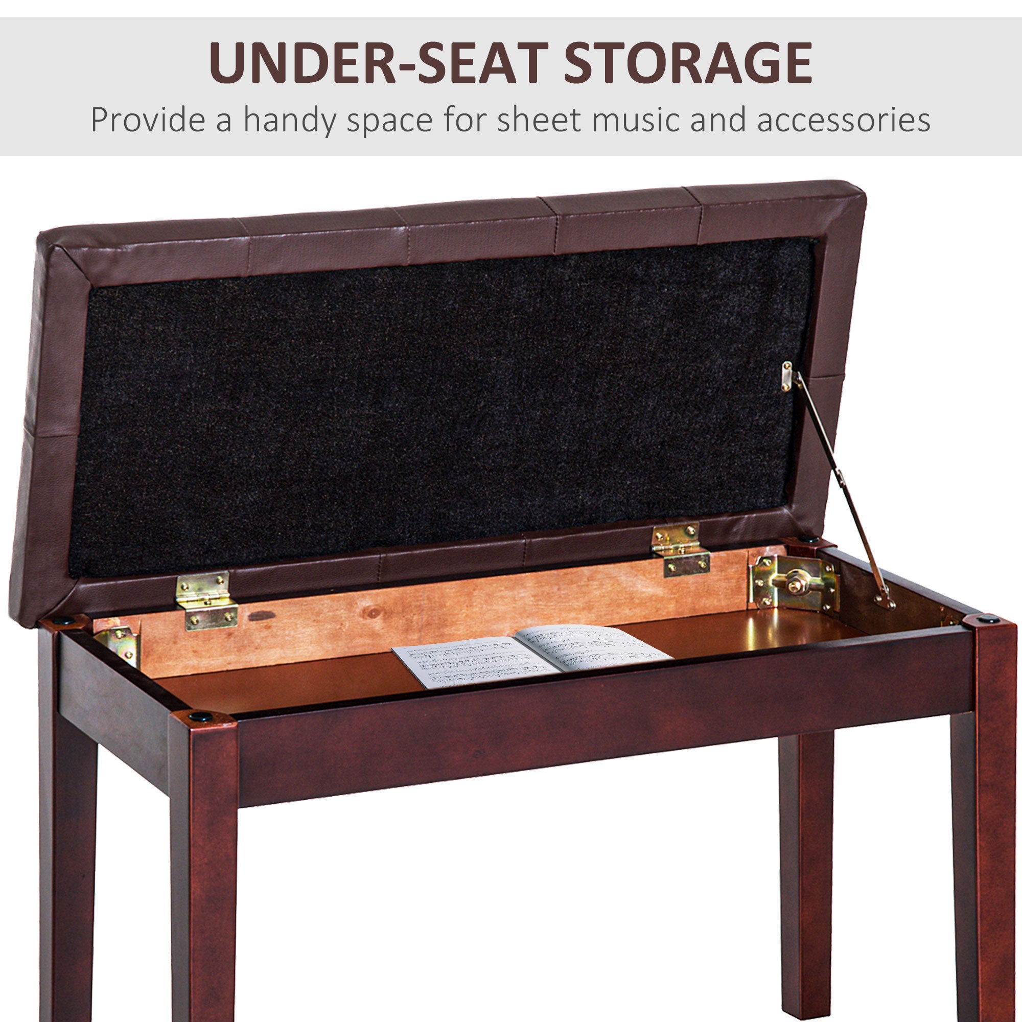 Duet Piano Bench - Faux Leather Padded Seat