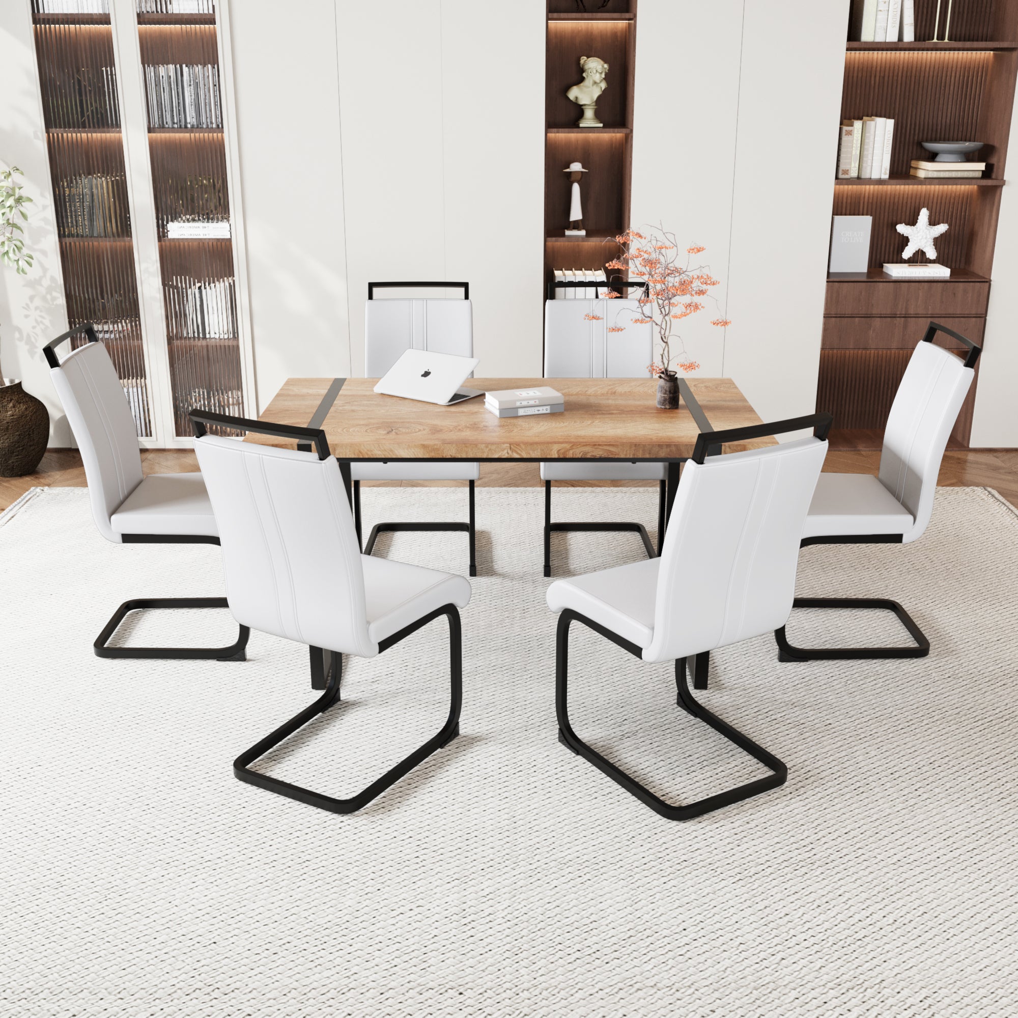 59" Rustic Industrial Dining Table Set for 6