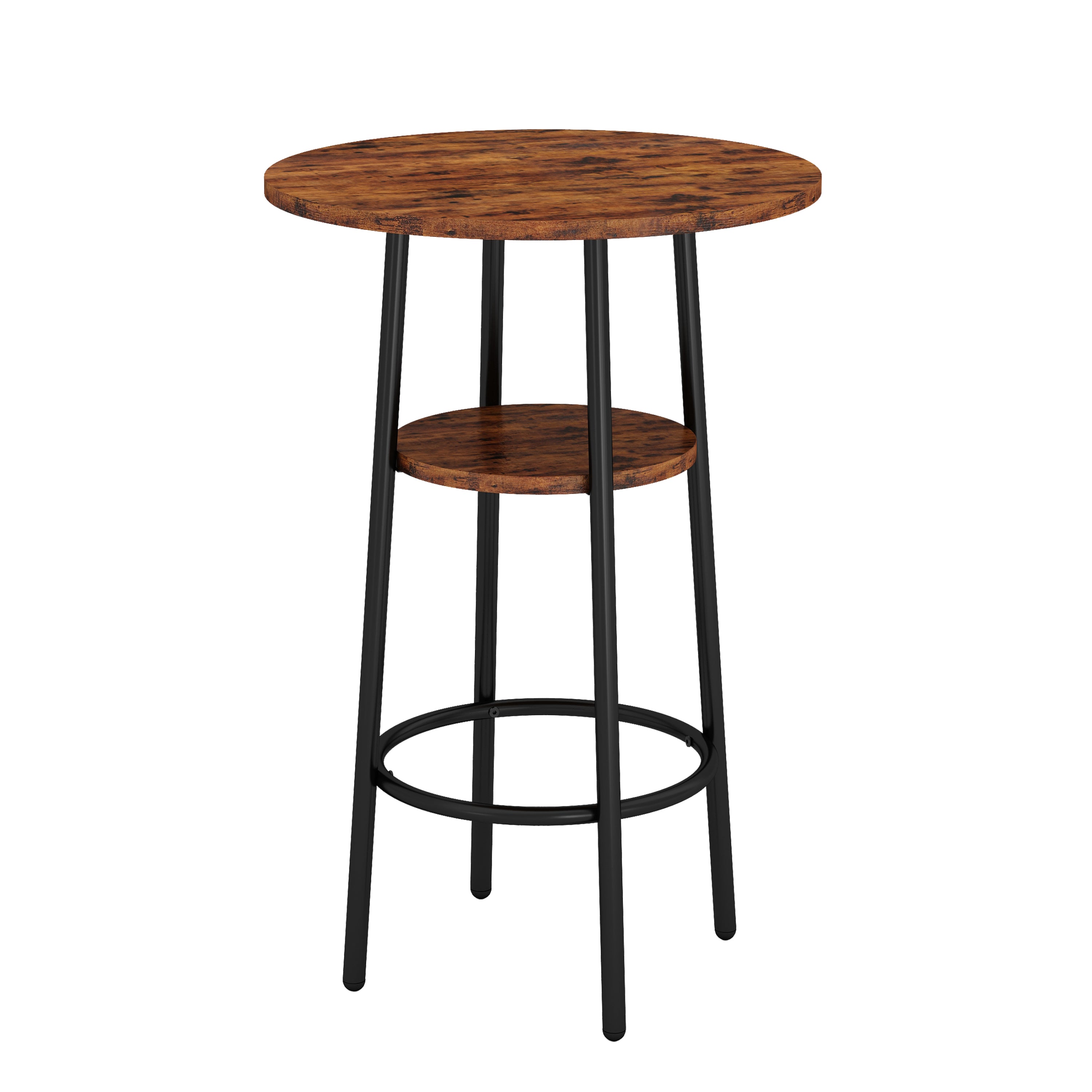 Rustic Round Bar Stools with Shelf (Set of 2)