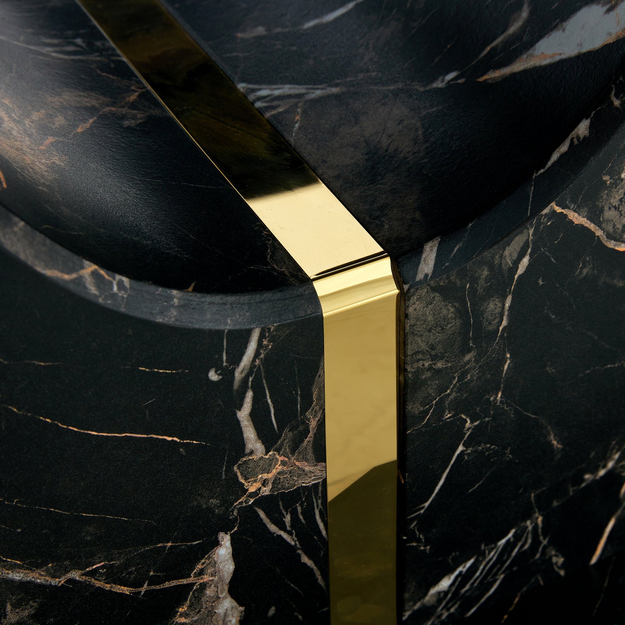Modern Black Marble Dining Table (63x37) with Gold Legs