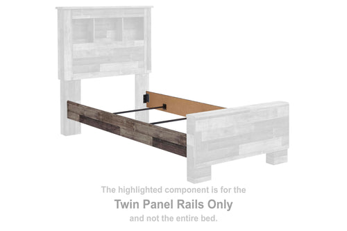 Twin panel rails, multi-gray wood-style rails with white panel sections