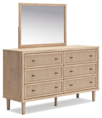 Cielden two-tone dresser with mirror and woven drawer fronts