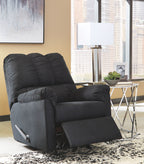 Living room set with dark recliner chair, thick seat, and padded back cushion