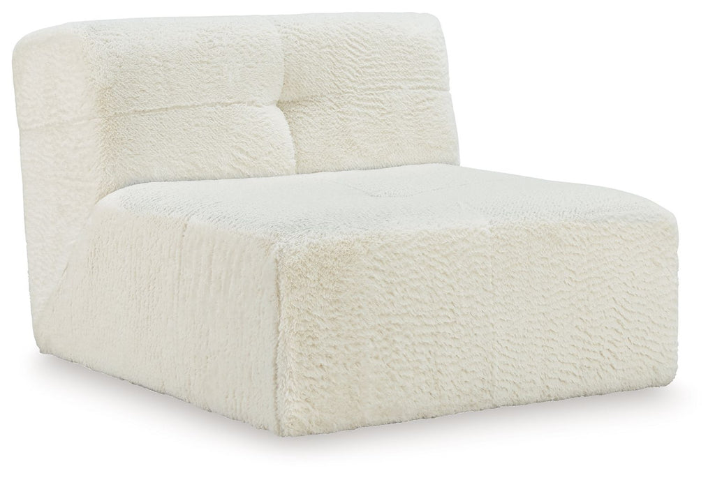 Ivory accent chair with textured boucle upholstery, wide arms, and cushioned backrest