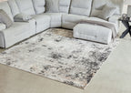 Black and gray distressed abstract area rug, full floor coverage
