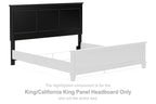 Black panel headboard with three inset panels and side mounting posts