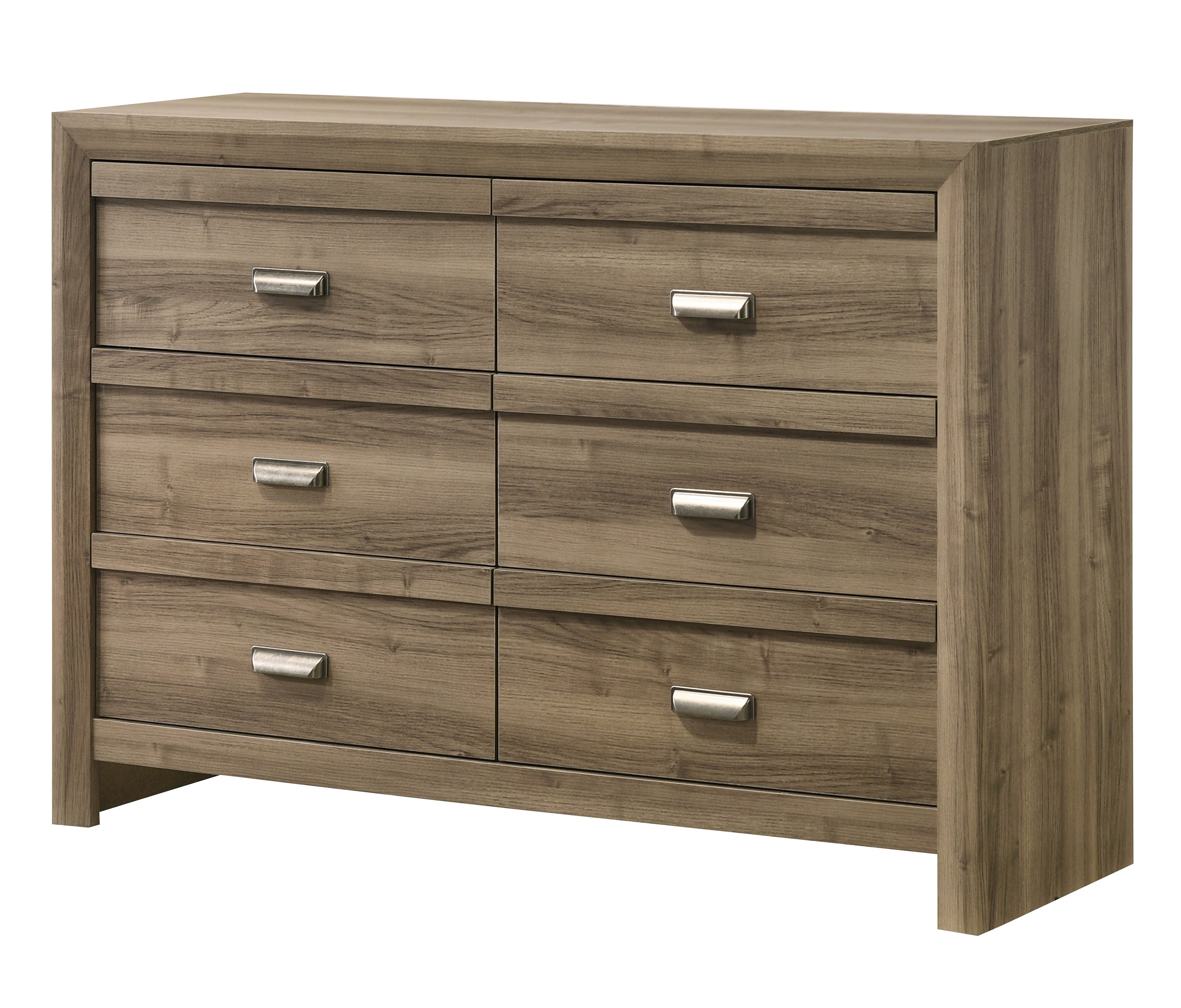 Contemporary 6-Drawer Wood Dresser | Light Brown Bedroom Storage