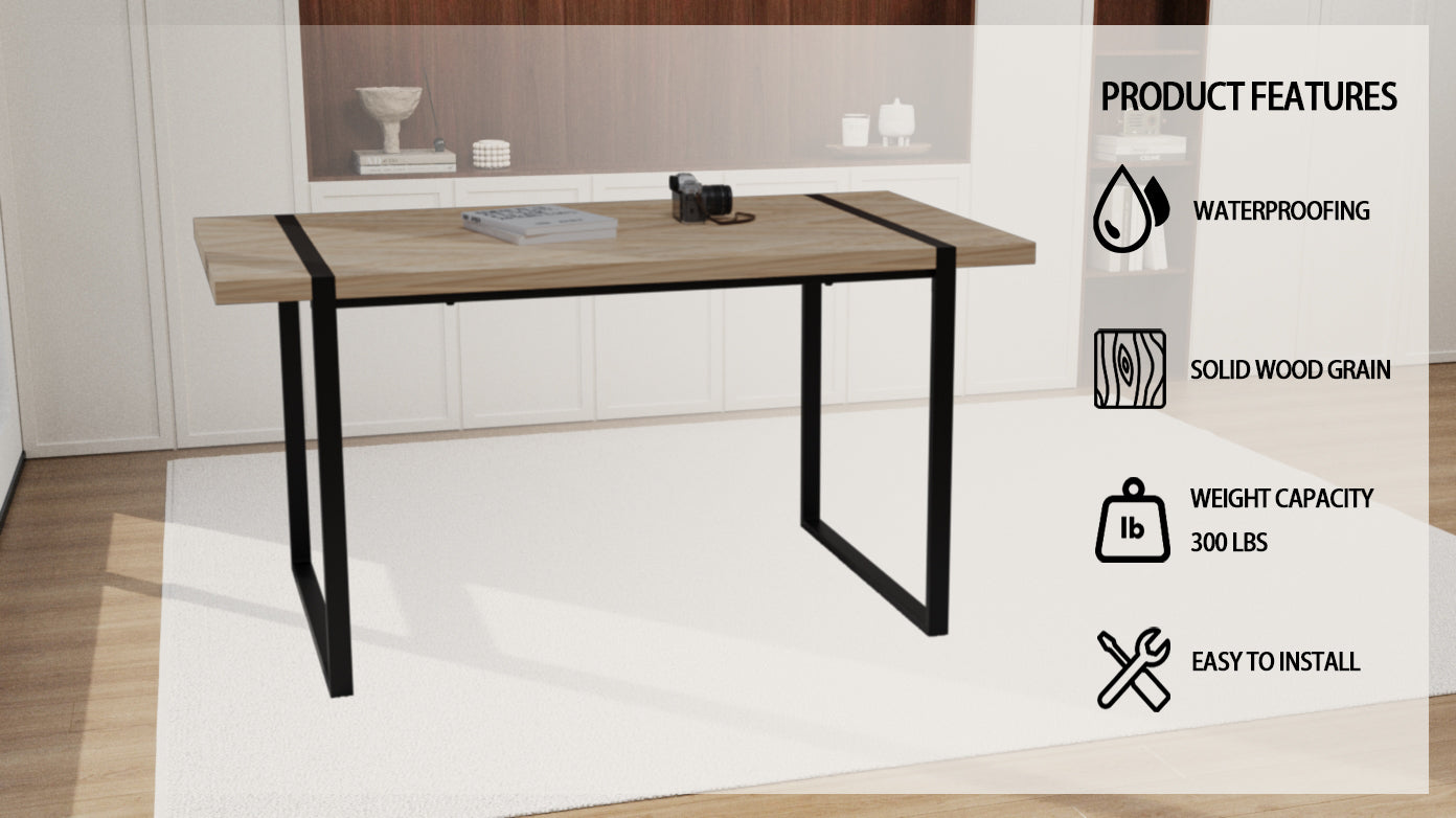 59" Modern Dining Table & 4 Chairs Set - Light Wood