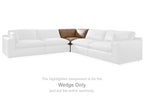Caramel brown wedge only sectional piece with square arms and padded backrest