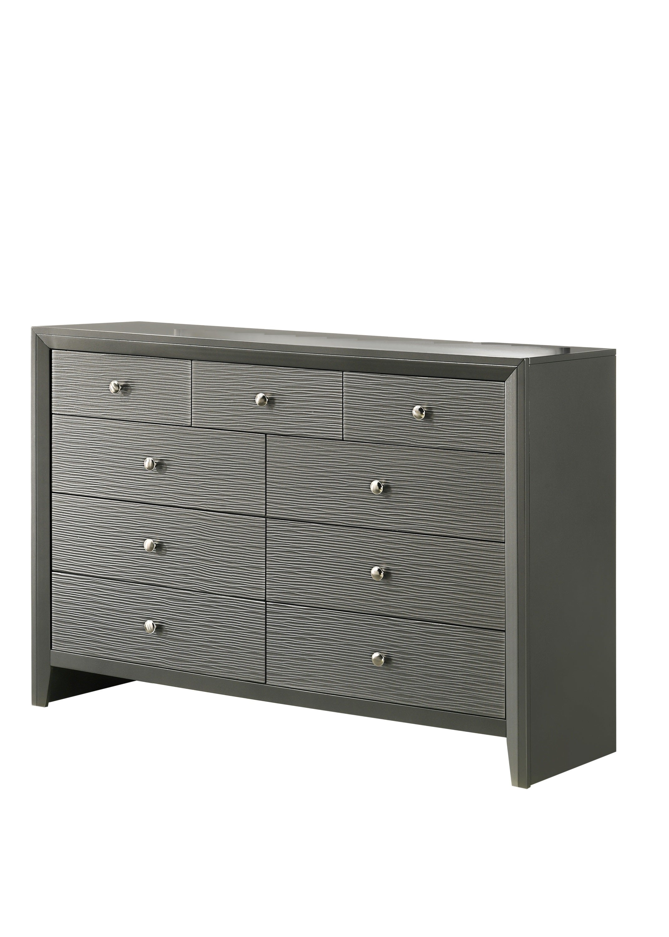 Contemporary Modern 9-Drawer Dresser - Gun Metal Gray