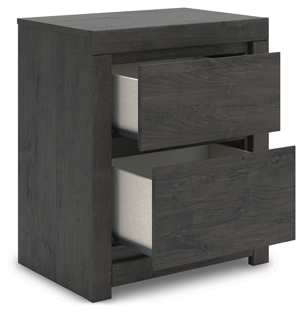 Fraluna - Charcoal - Two Drawer Night Stand