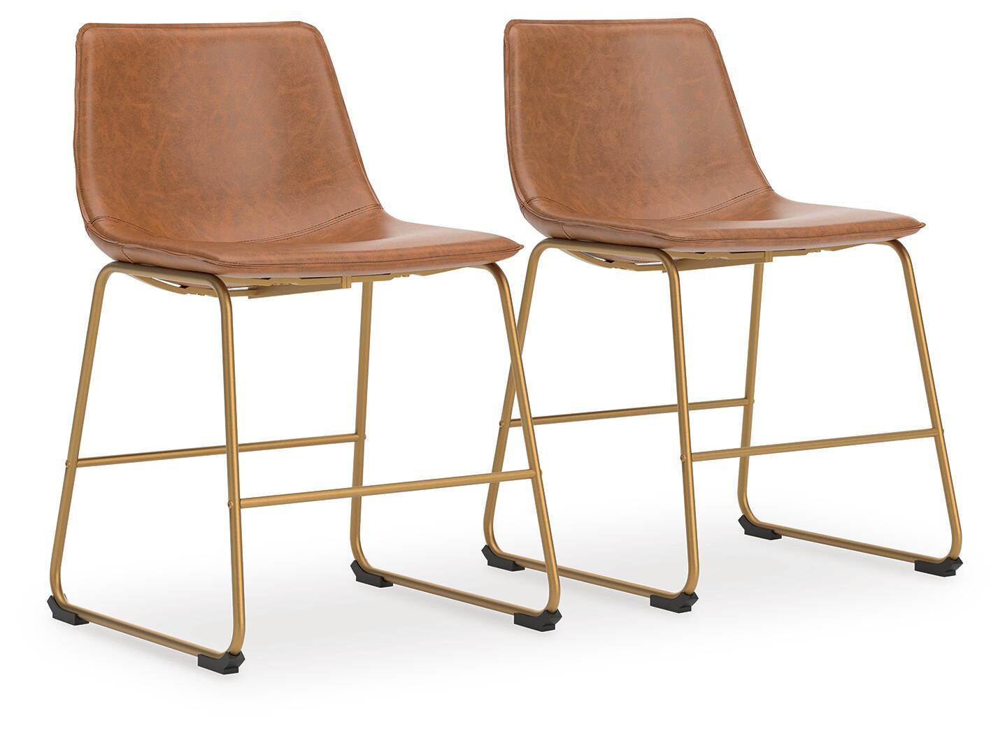 Light brown upholstered dining side chairs set of 2 with gold metal legs