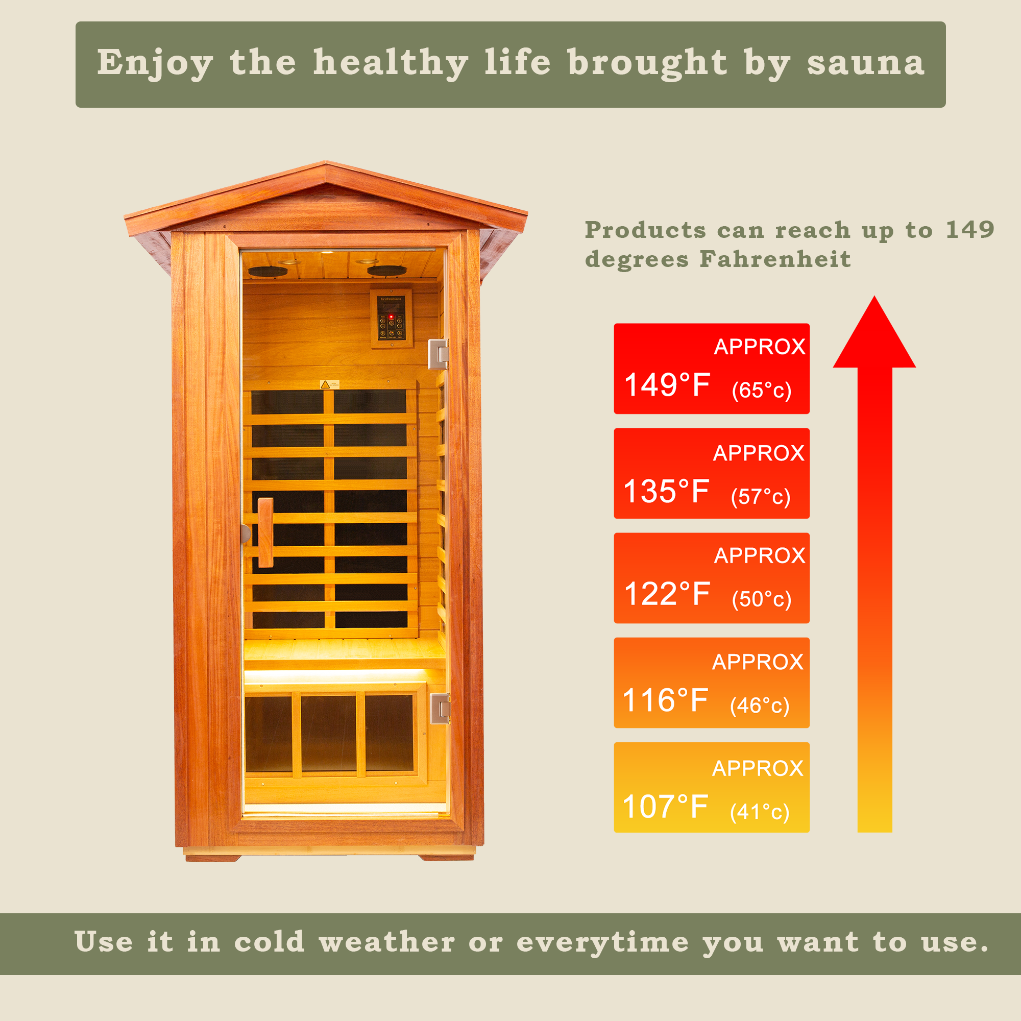 Khaya Outdoor Infrared Sauna Room - 1 Person