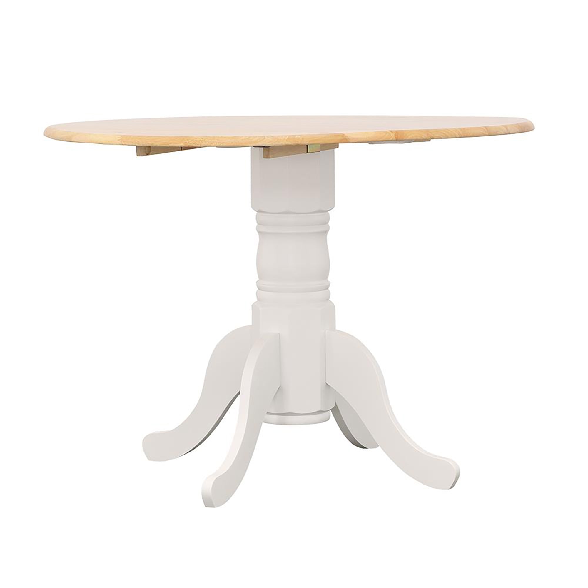 Round Drop Leaf Dining Table - Brown & White