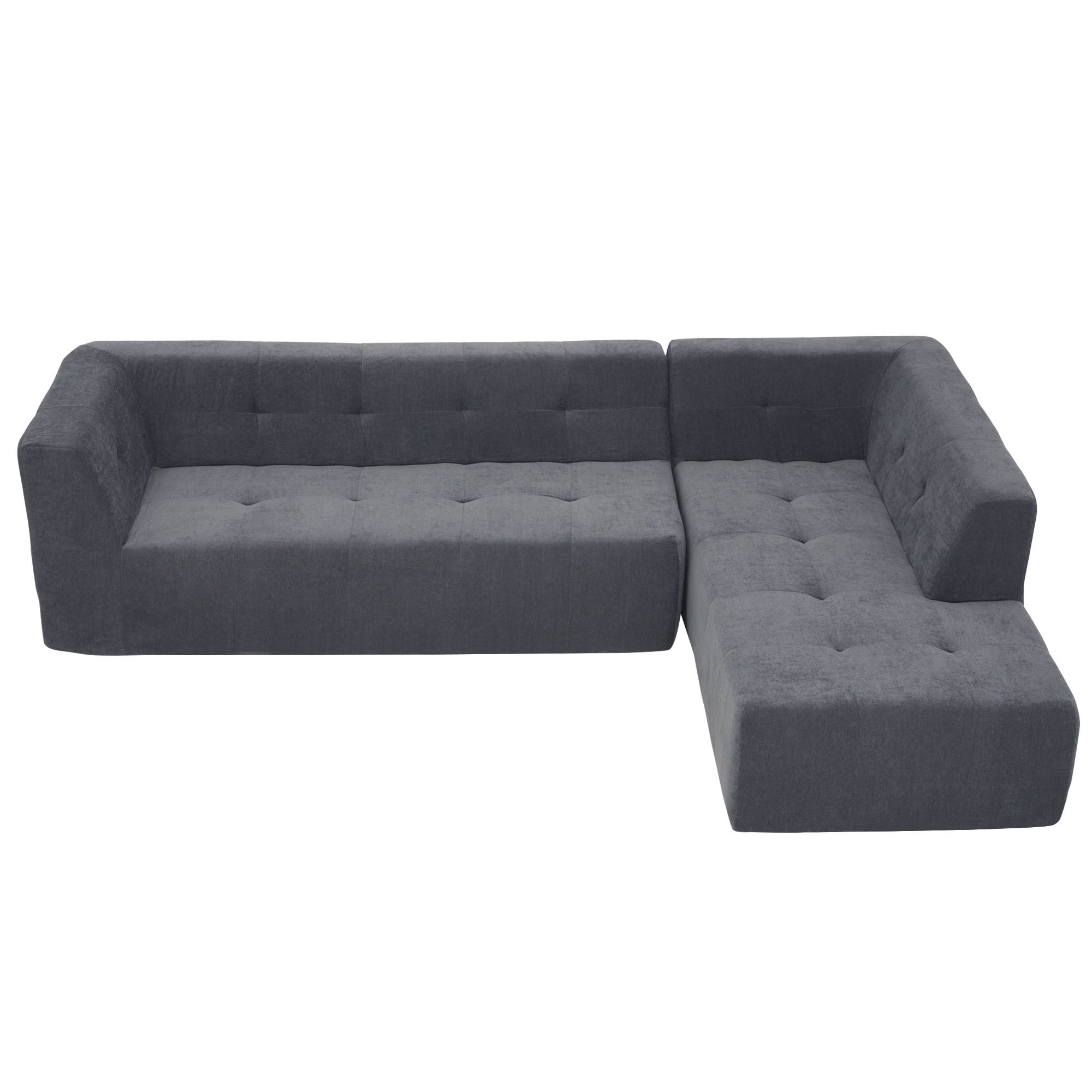 L-Shaped Chenille Modular Sectional Sofa - Dark Grey Modern Design