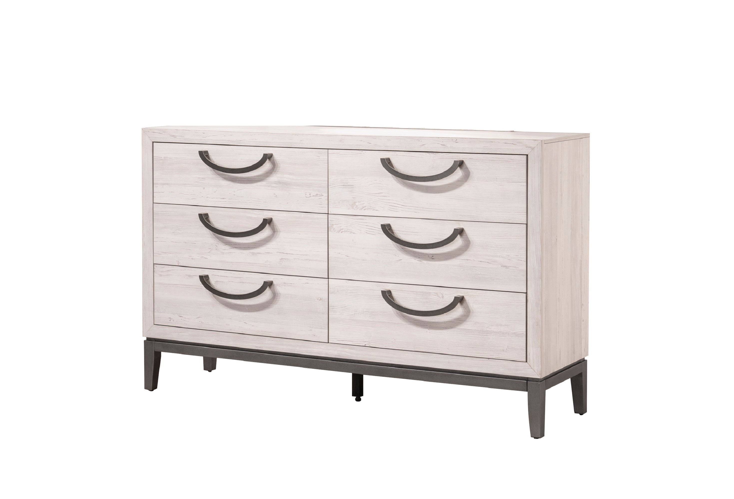 Contemporary Solid Wood 6-Drawer Dresser - Beige White