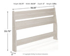 Socalle panel headboard, light wood; height and width shown on product diagram.