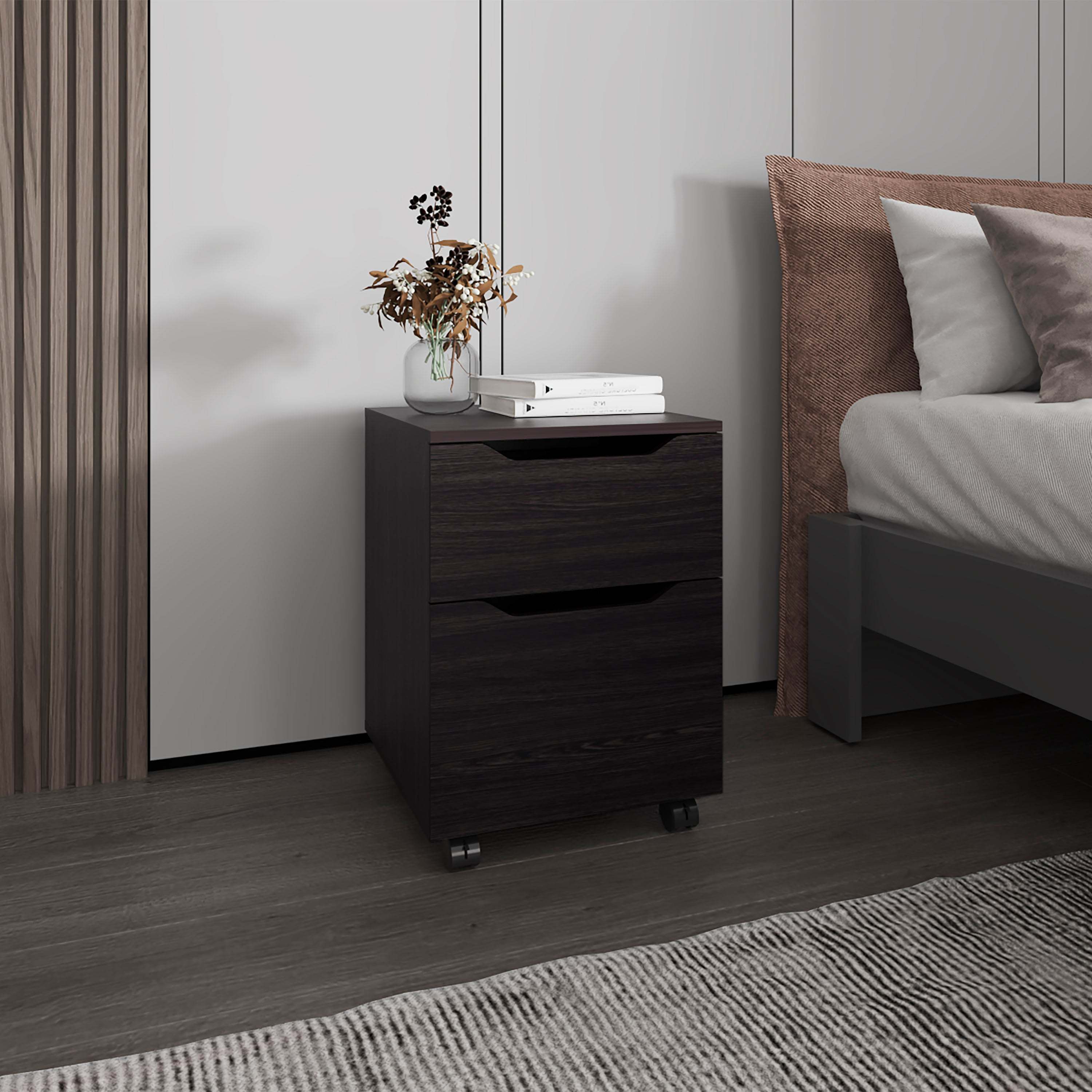 Wengue Nightstand | 1 Door, 1 Drawer Bedroom Storage
