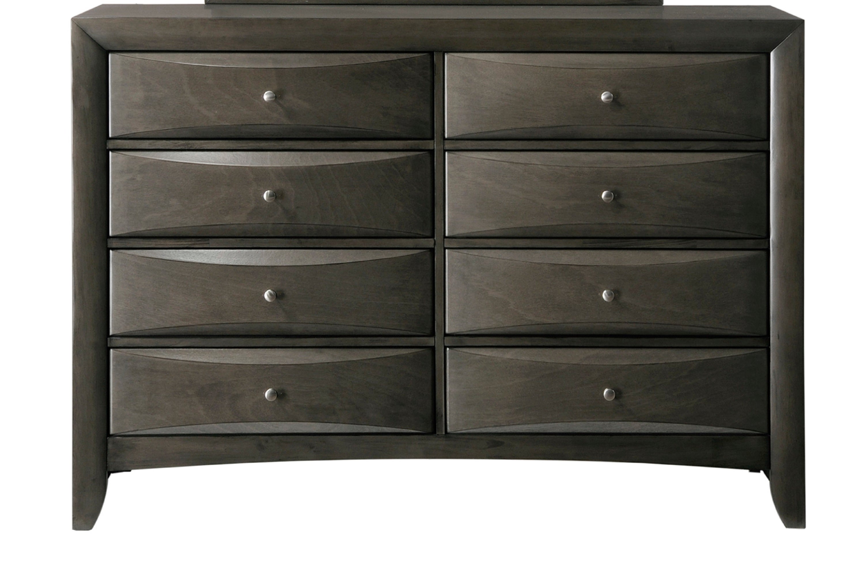 Contemporary Gray Solid Wood 8-Drawer Dresser