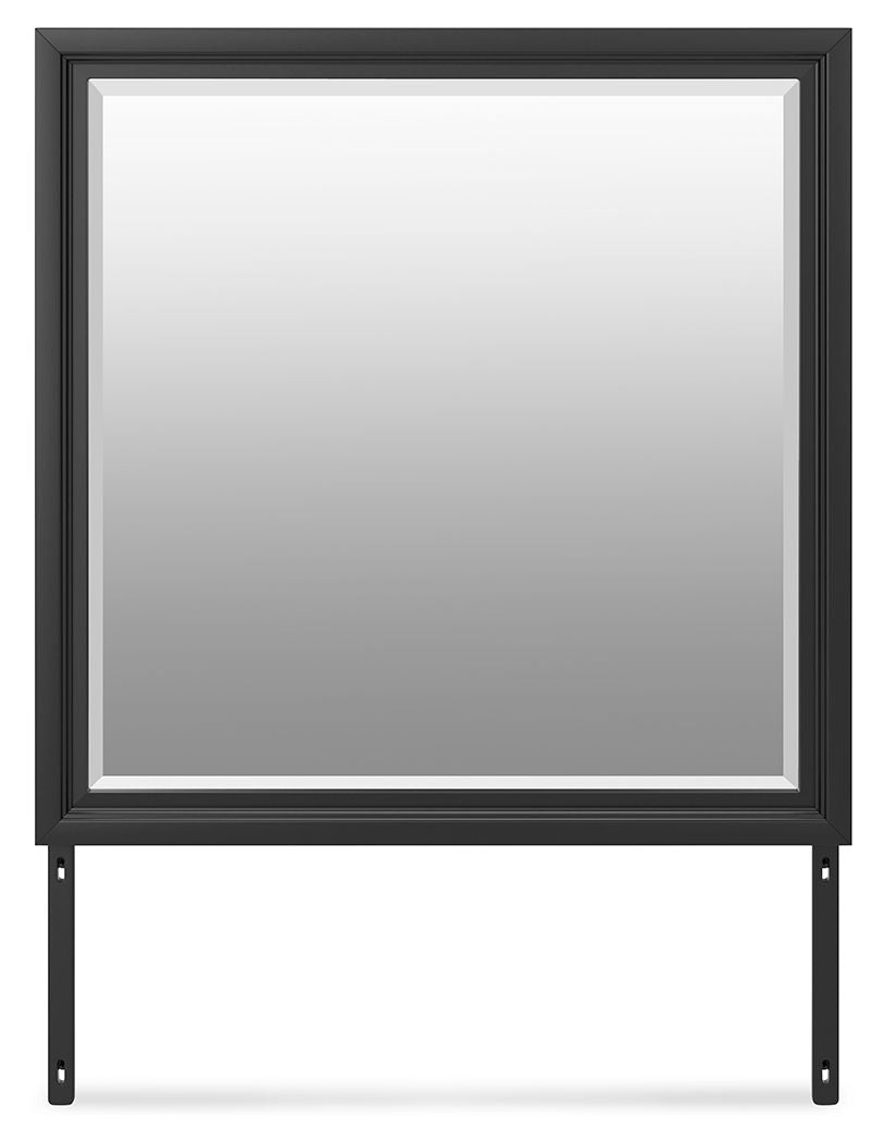 Black rectangular bedroom mirror with flat legs and thick border