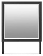 Black rectangular bedroom mirror with flat legs and thick border