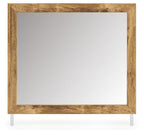 Brown wood-framed bedroom mirror, wall-ready with two side brackets