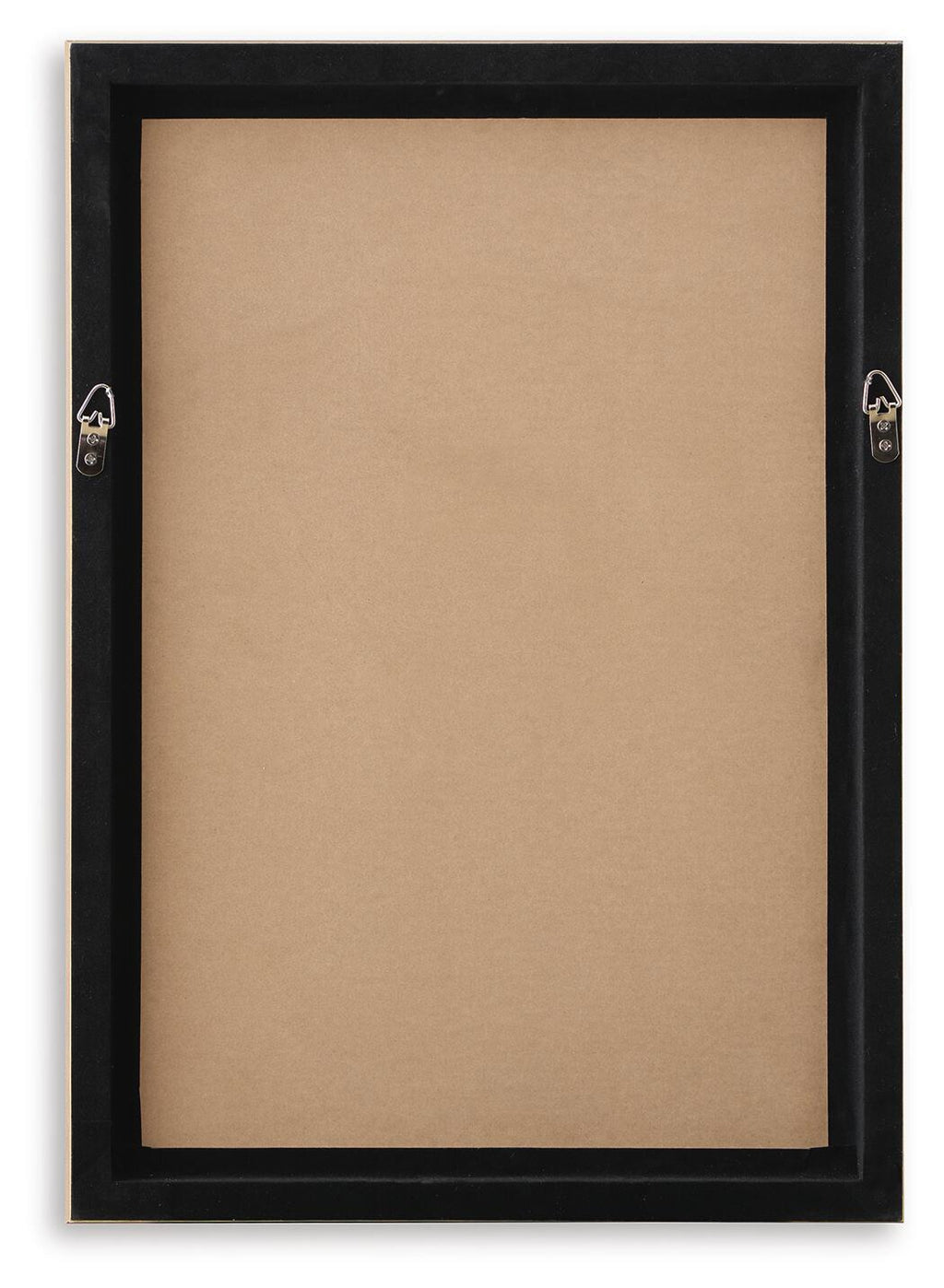 Black framed wall art with blank beige backing